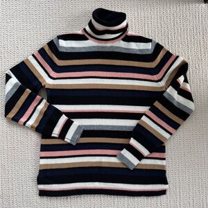 J Crew Striped Cashmere Turtleneck Sweater
